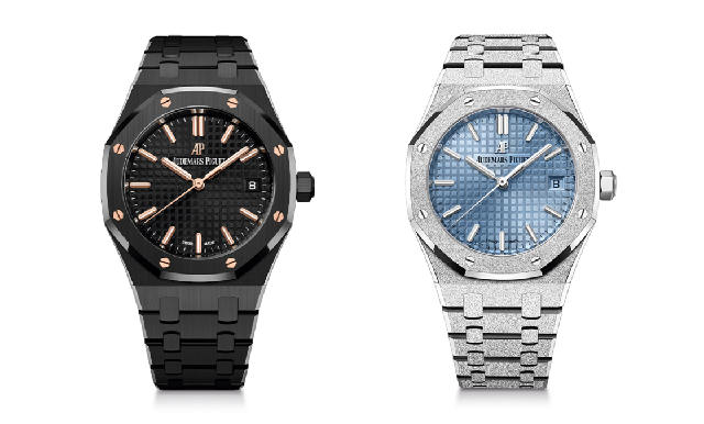 愛(ài)彼新作連發(fā)！皇家橡樹(shù)34mm自動(dòng)上鏈腕表-黑陶瓷款＆淺藍(lán)面霜金款-復(fù)刻表