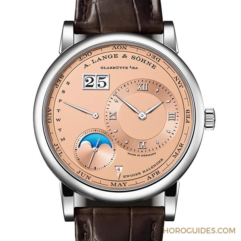 朗格的「純粹」萬年歷｜Lange 1玫瑰金與白金Salmon Dial限量版-復刻表