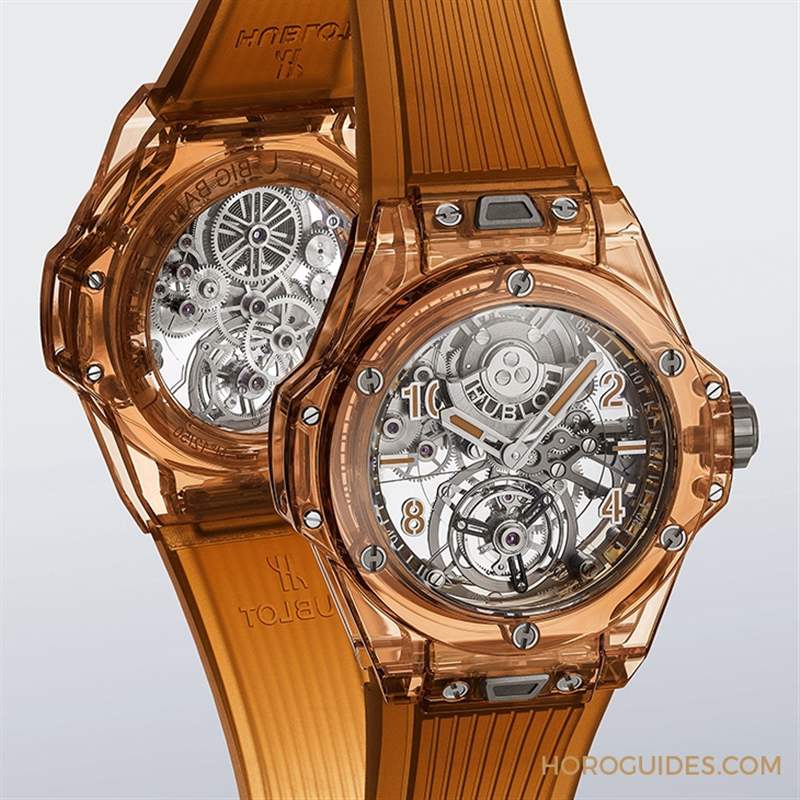2021 LVMH鐘表周速報｜HUBLOT冰橙藍寶石陀飛輪自動上鏈腕表、陶瓷鏈帶計時碼表-復刻表