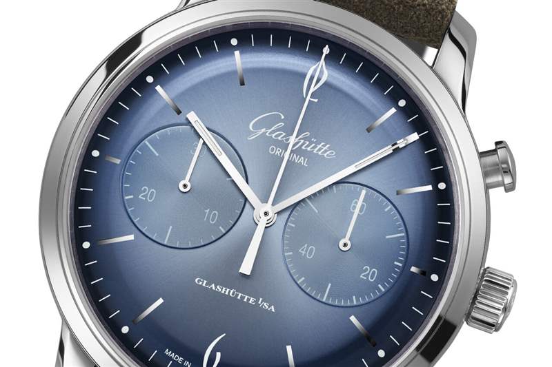 格拉蘇蒂原創(chuàng)Sixties Glacier藍(lán)色放射紋盤面腕表-復(fù)刻表