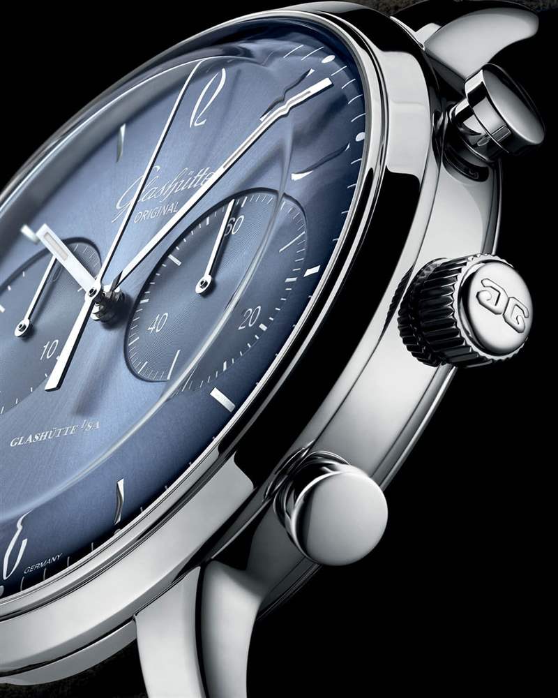 格拉蘇蒂原創(chuàng)Sixties Glacier藍(lán)色放射紋盤面腕表-復(fù)刻表