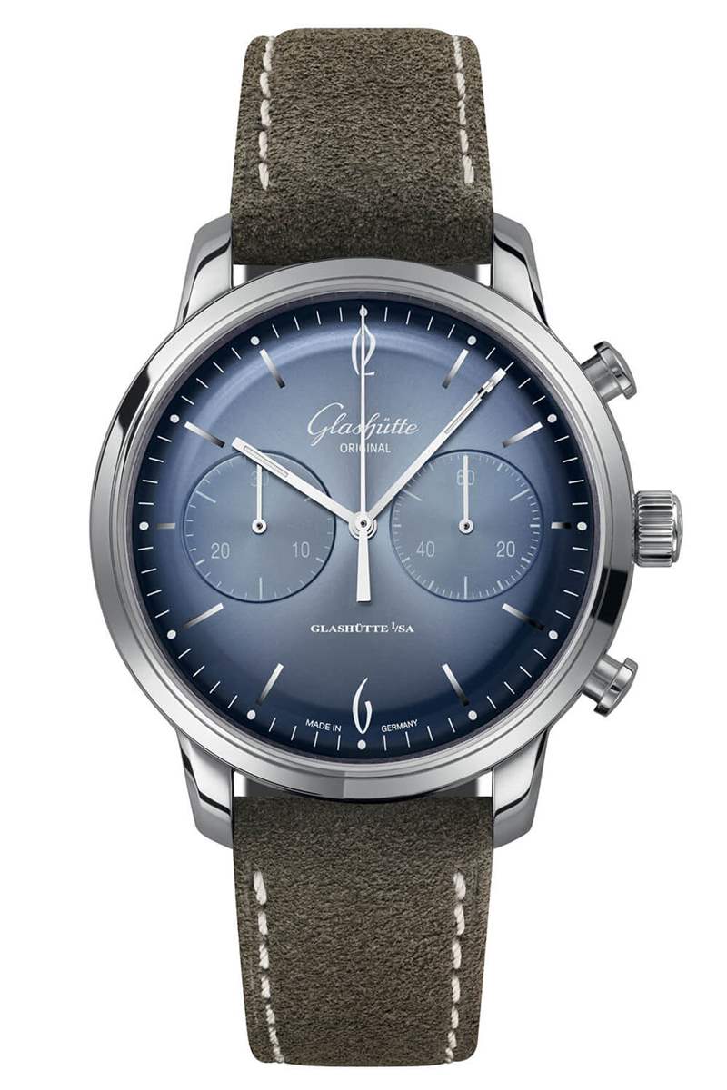 格拉蘇蒂原創(chuàng)Sixties Glacier藍(lán)色放射紋盤面腕表-復(fù)刻表