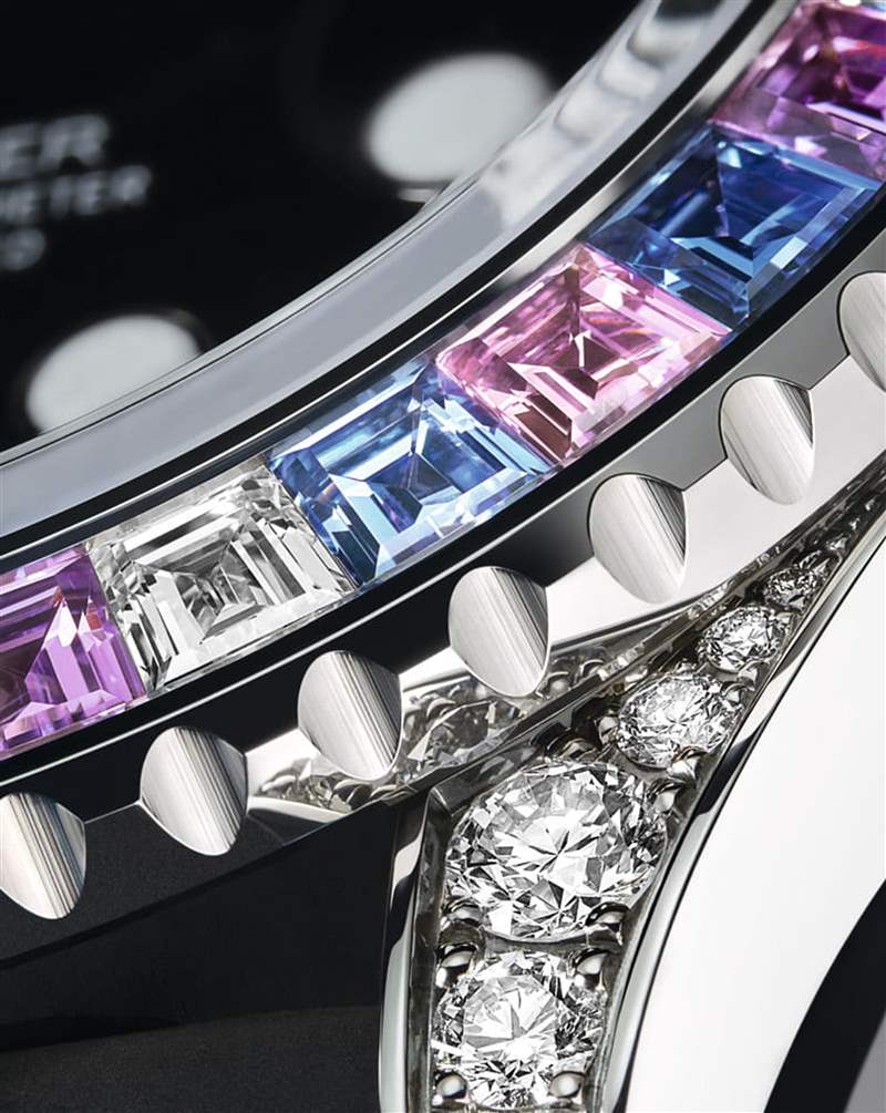 Rolex Yacht-Master彩虹圈手表表殼鑲上彩色寶石、鉆石低調(diào)奢華-復(fù)刻表