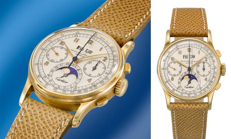 佳士得即將拍賣：百達翡麗Ref.1518萬年歷計時碼表，唯一已知配有Cartier雙簽面盤-復刻表