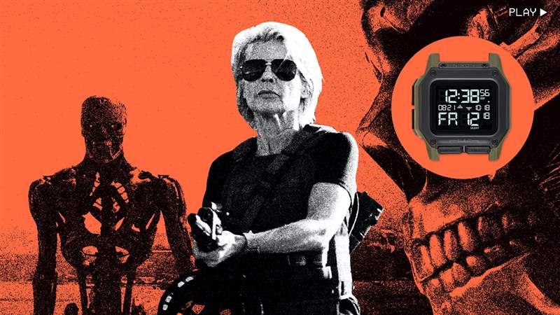 看電影琳達(dá)漢密爾頓殺死了戴著數(shù)字尼克松手表的電子人，在她的回歸中飾演莎拉康納在“終結(jié)者：黑暗命運(yùn)”中-復(fù)刻表