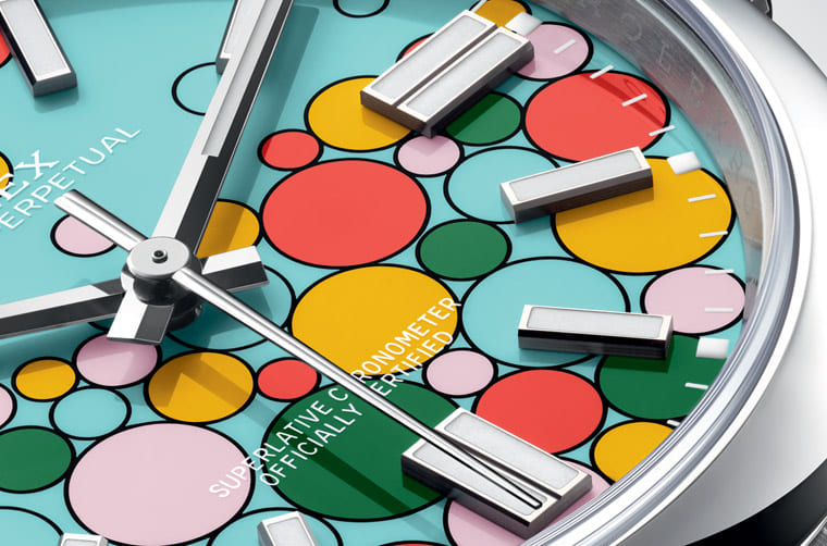 勞力士OP延續(xù)彩色漆面熱潮新推「慶典」風格彩色氣泡面盤-復刻表