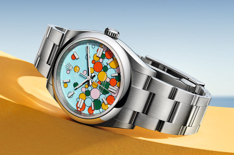 勞力士OP延續(xù)彩色漆面熱潮新推「慶典」風格彩色氣泡面盤-復刻表