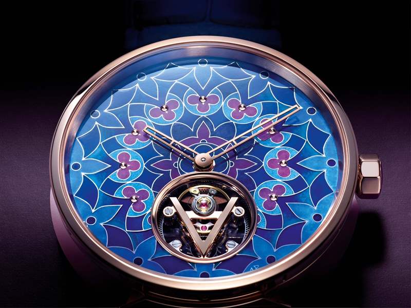 Louis Vuitton推出Tambour Moon Flying Tourbillon Kaleidoscope飛行陀飛輪腕表：琺瑯萬(wàn)花筒-復(fù)刻表