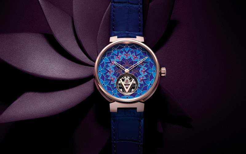 Louis Vuitton推出Tambour Moon Flying Tourbillon Kaleidoscope飛行陀飛輪腕表：琺瑯萬(wàn)花筒-復(fù)刻表