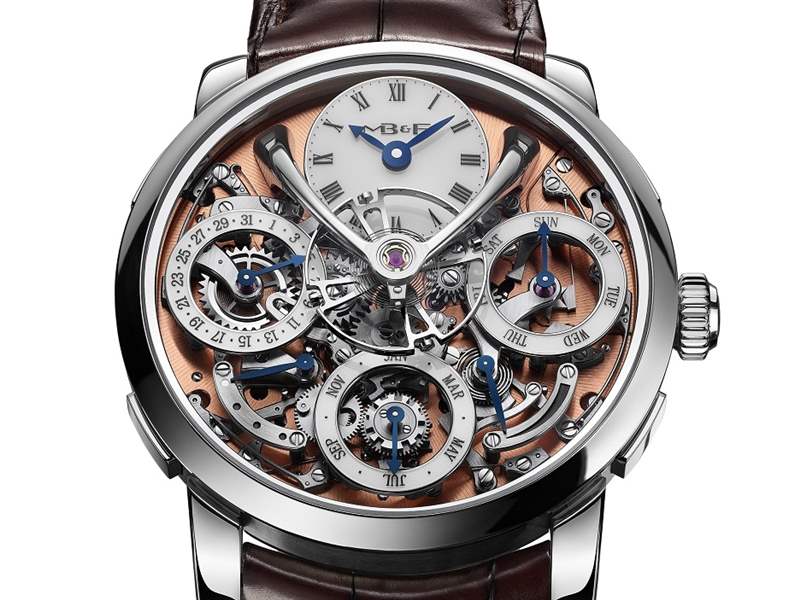 MB&F推出Legacy Machine Perpetual Stainless Steel鮭魚(yú)色表盤(pán)萬(wàn)年歷腕表-復(fù)刻表