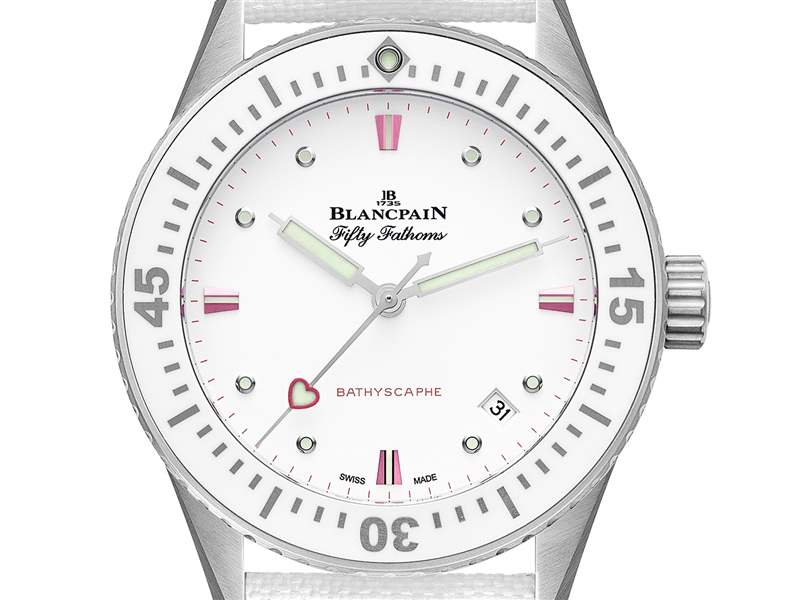 寶珀推出Fifty Fathoms Bathyscaphe Valentine’s Day 2023情人節(jié)主題白色潛水腕表-復刻表