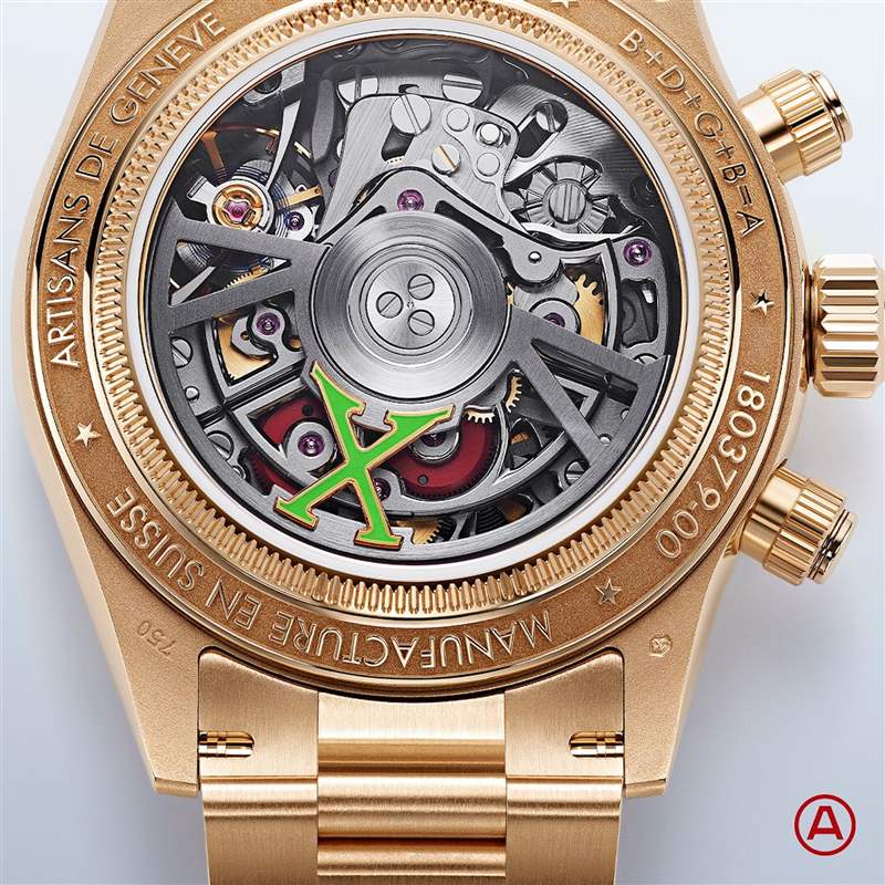 手錶原本搭載的4130機(jī)芯經(jīng)過大幅修改,許多零件都重新拋磨甚至重新製作,展現(xiàn)更為精緻的樣貌。(Source:Artisans de Genève) Maroon 5主音改裝Daytona勁有Taste!霓虹綠鏤空勞力士極具觀賞性-復(fù)刻表