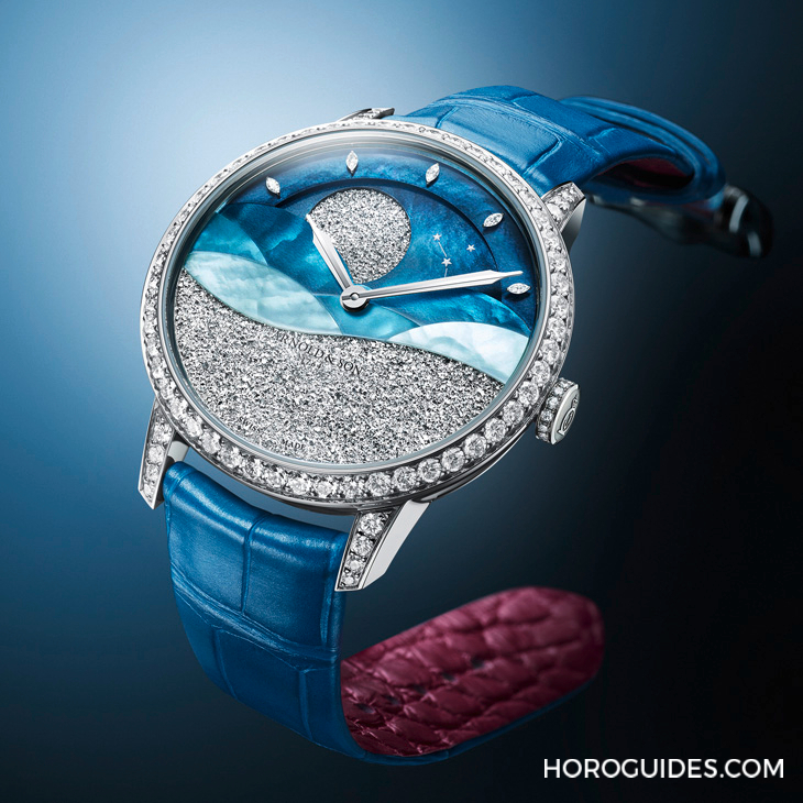 Arnold & Son招牌超大月相窗以釕晶體形塑又美又魔幻的夜色美學|恒久月相38午夜潮汐腕表-復刻表